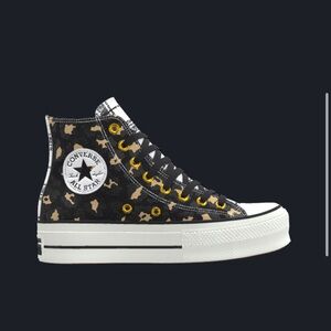 Custom Girl Power plaid and leopard print converse w gold details platform cmfrt